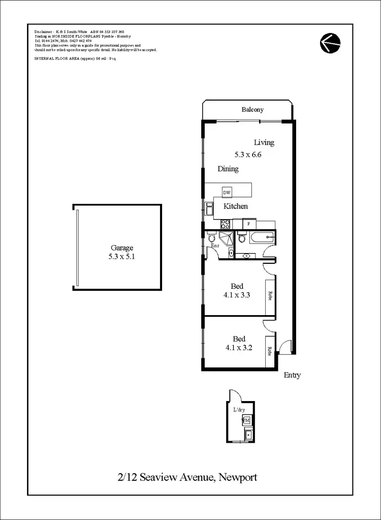Floorplan of Homely unit listing, 2/12 Seaview Avenue, Newport NSW 2106