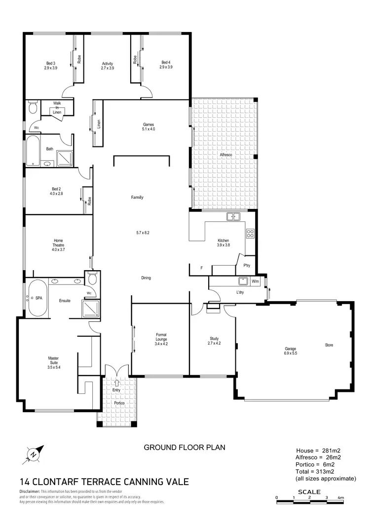 Floorplan of Homely house listing, 14 Clontarf Terrace, Canning Vale WA 6155