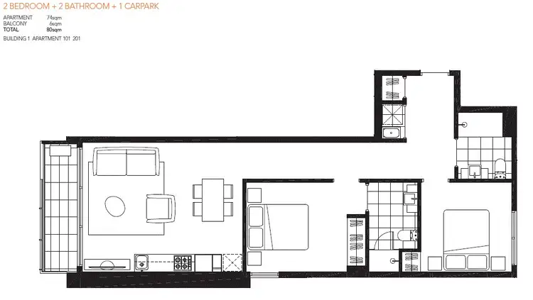 Floorplan of Homely apartment listing, 101/80 Cade Way, Parkville VIC 3052