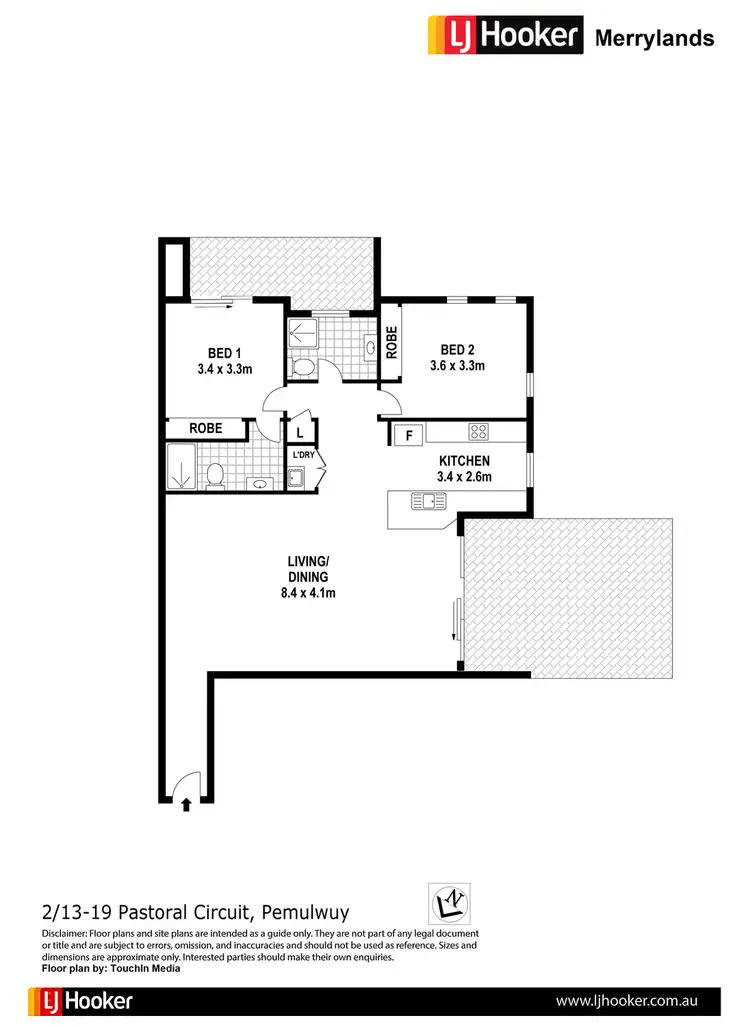 Floorplan of Homely unit listing, 2/13-19 Pastoral Circuit, Pemulwuy NSW 2145