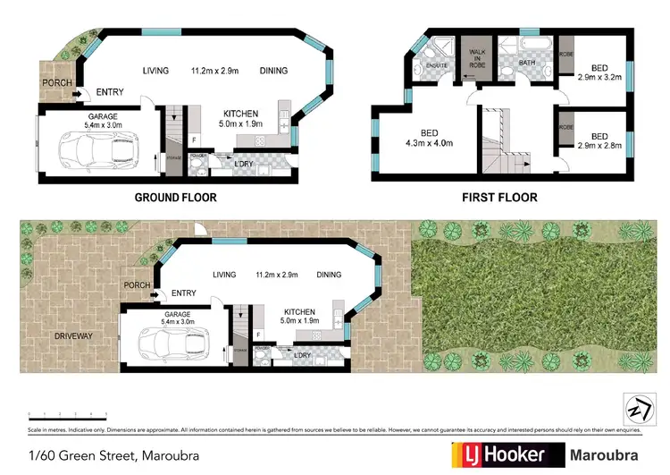 Floorplan of Homely semi-detached listing, 1/60 Green Street, Maroubra NSW 2035