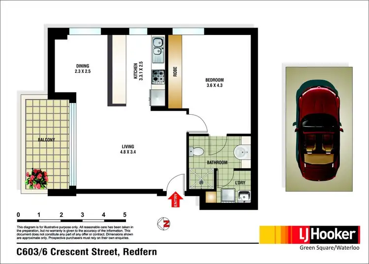 Floorplan of Homely apartment listing, C603/6 Crescent Street, Redfern NSW 2016