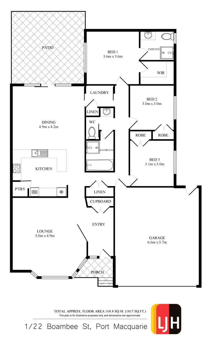 Floorplan of Homely villa listing, 1/22 Boambee Street, Port Macquarie NSW 2444