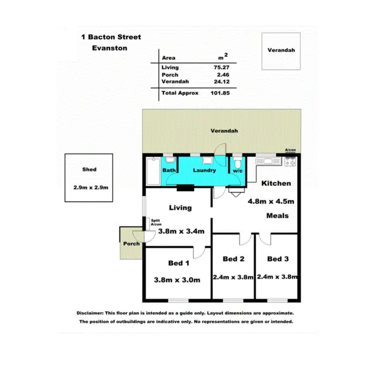 Floorplan of Homely house listing, 1 Bacton Street, Evanston SA 5116