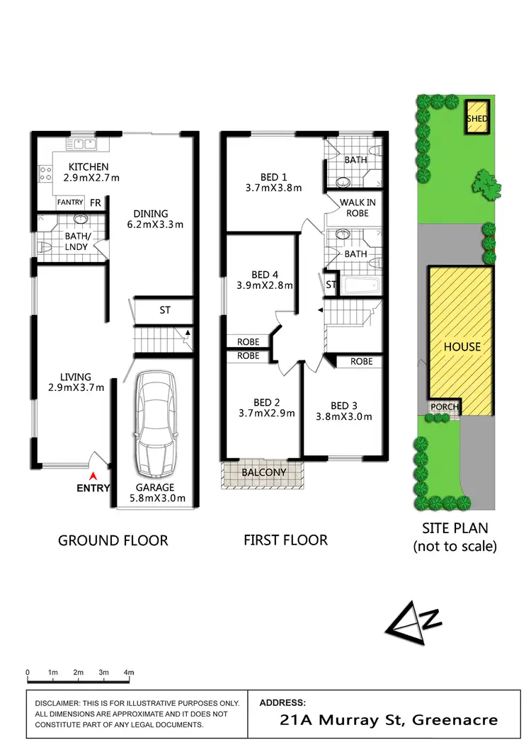 Floorplan of Homely semi-detached listing, 21 Murray Street, Greenacre NSW 2190