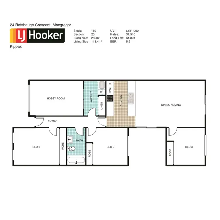 Floorplan of Homely semi-detached listing, 24 Refshauge Crescent, Macgregor ACT 2615