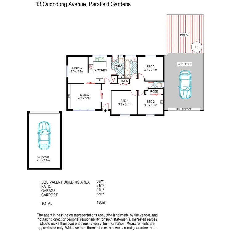 Floorplan of Homely house listing, 13 Quondong Avenue, Parafield Gardens SA 5107