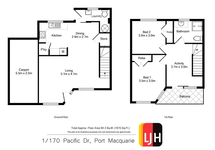 Floorplan of Homely townhouse listing, 1/170 Pacific Drive, Port Macquarie NSW 2444