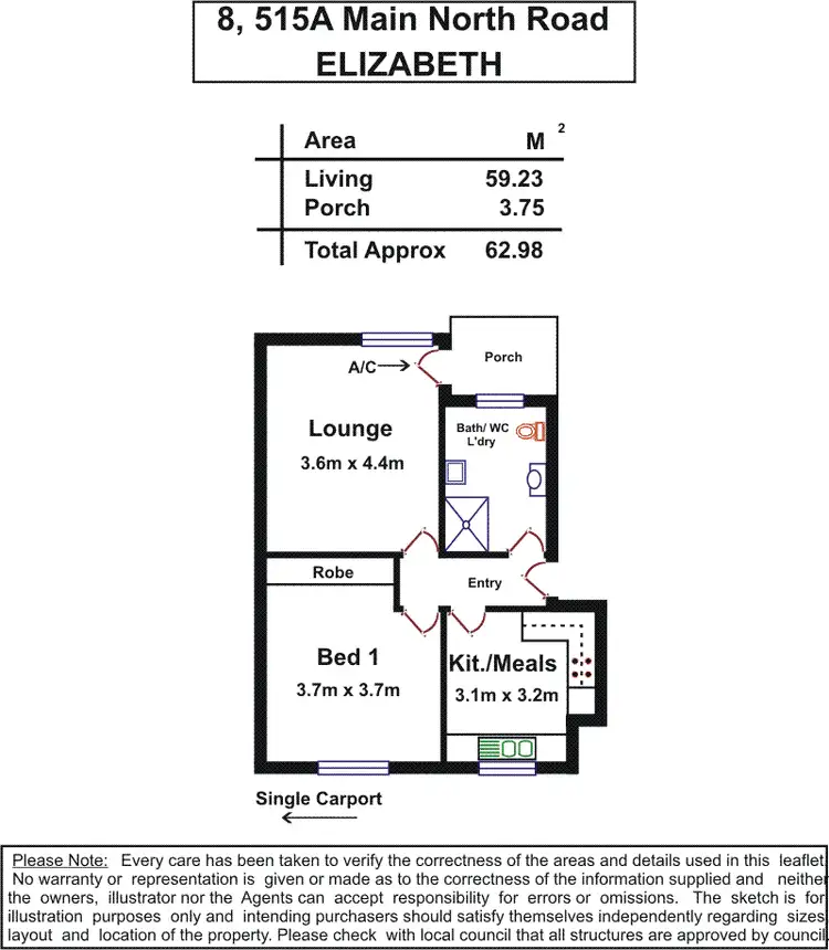 Floorplan of Homely unit listing, 8/515a Main North Road, Elizabeth SA 5112