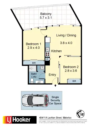 Floorplan of Homely apartment listing, 404/11a Lachlan Street, Waterloo NSW 2017