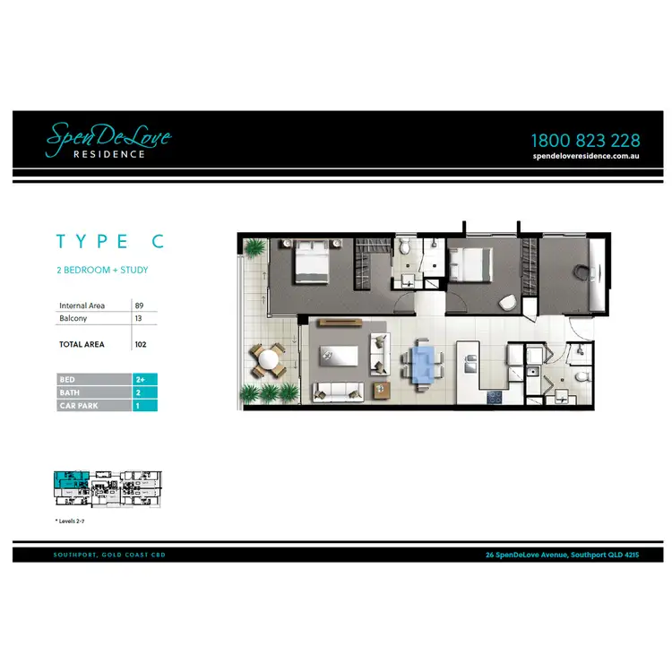 Floorplan of Homely apartment listing, 505/26 Spendelove Avenue, Southport QLD 4215