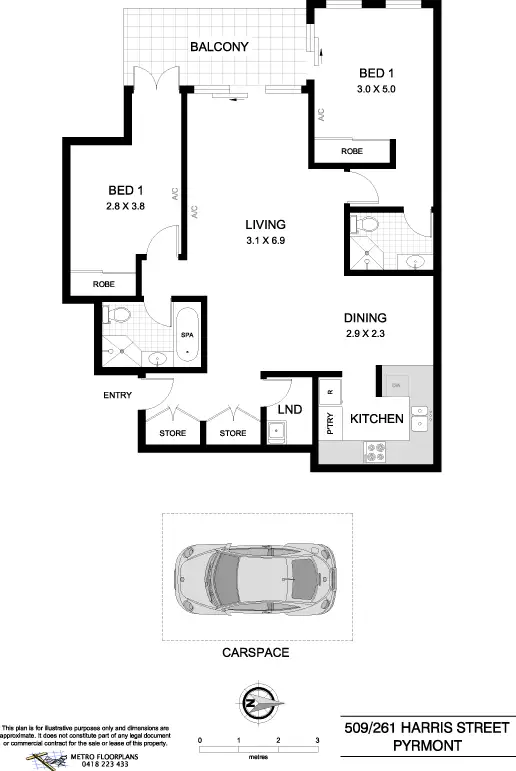 Floorplan of Homely apartment listing, 509/261 Harris Street, Pyrmont NSW 2009