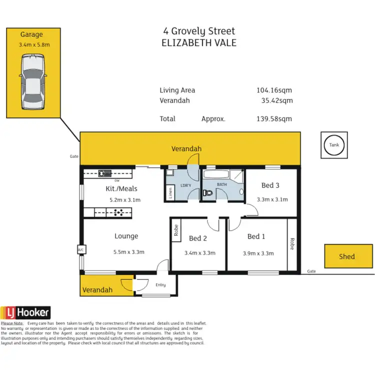 Floorplan of Homely house listing, 4 Grovely Street, Elizabeth Vale SA 5112
