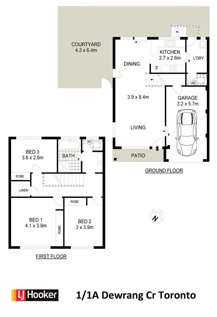 Floorplan of Homely townhouse listing, 1/1a Dewrang Crescent, Toronto NSW 2283