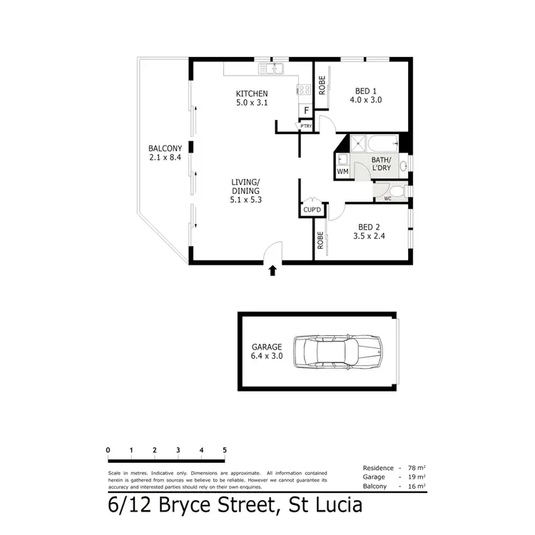 Floorplan of Homely unit listing, 6/12 Bryce Street, St Lucia QLD 4067