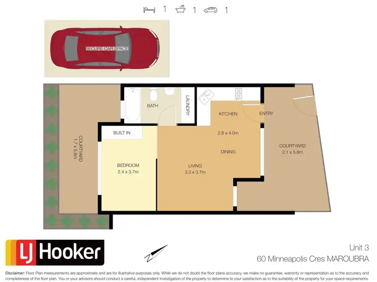 Floorplan of Homely unit listing, 3/60 Minneapolis Crescent, Maroubra NSW 2035