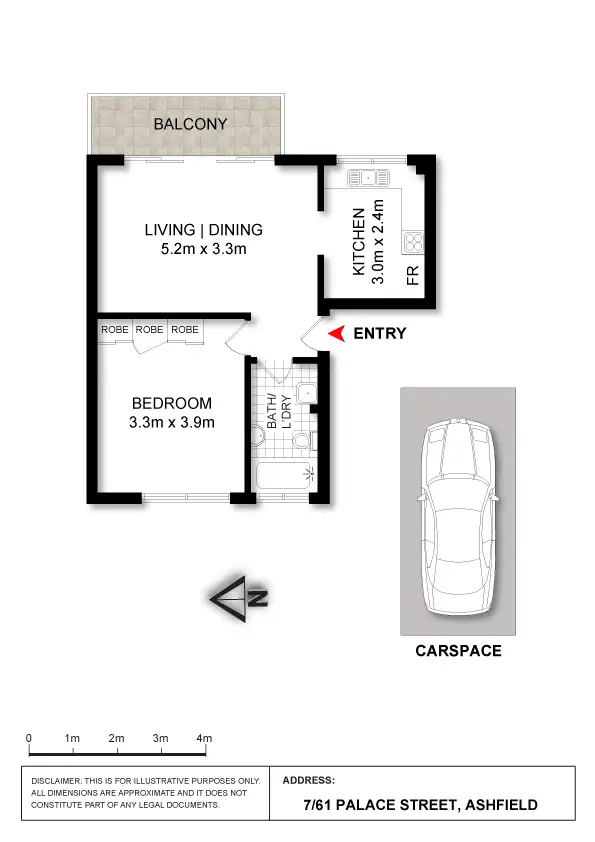 Floorplan of Homely unit listing, 7/61 Palace Street, Ashfield NSW 2131