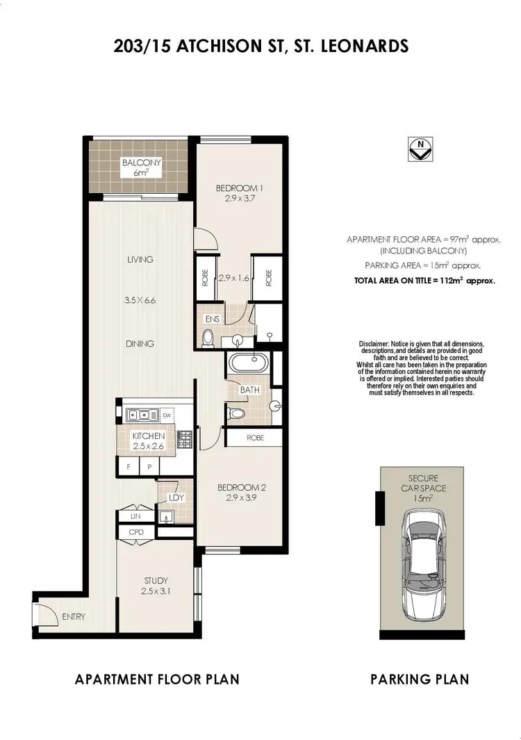 Floorplan of Homely apartment listing, 203/15 Atchison Street, St Leonards NSW 2065