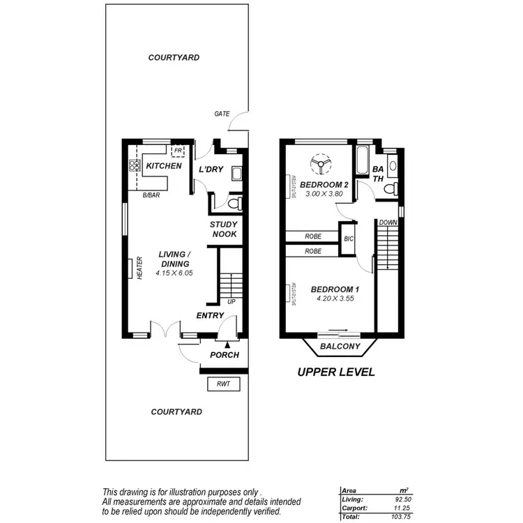 Floorplan of Homely townhouse listing, 1/108 Rose Terrace, Wayville SA 5034
