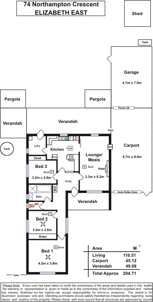 Floorplan of Homely house listing, 74 Northampton Crescent, Elizabeth East SA 5112