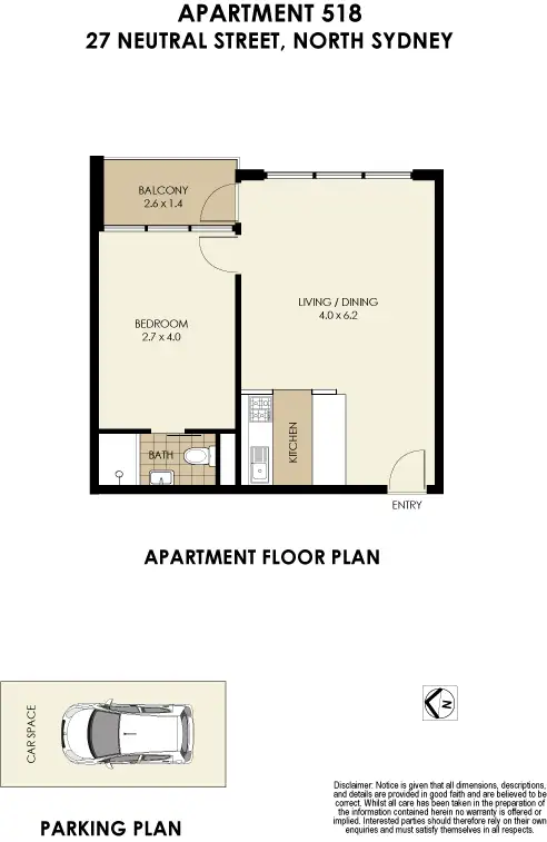 Floorplan of Homely apartment listing, 518/27 Neutral Street, North Sydney NSW 2060