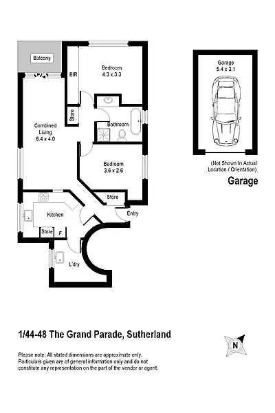 Floorplan of Homely unit listing, 1/44-48 The Grand Parade, Sutherland NSW 2232