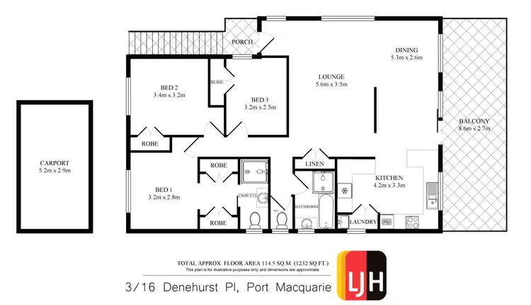 Floorplan of Homely unit listing, 3/16 Denehurst Place, Port Macquarie NSW 2444