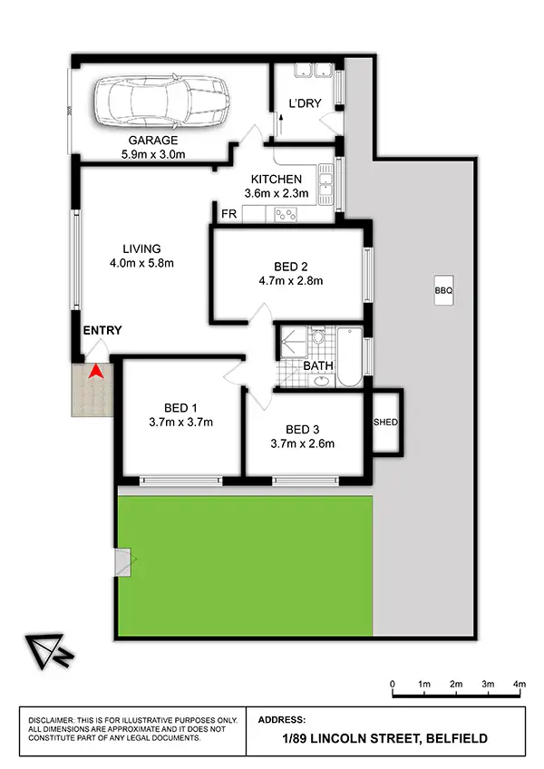 Floorplan of Homely villa listing, 1/89 Lincoln Street, Belfield NSW 2191