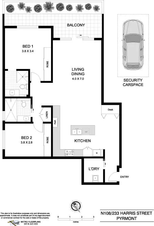 Floorplan of Homely apartment listing, N108/233 Harris Street, Pyrmont NSW 2009