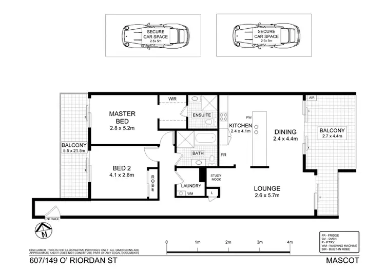 Floorplan of Homely apartment listing, 607/149 -161 O'Riordan Street, Mascot NSW 2020