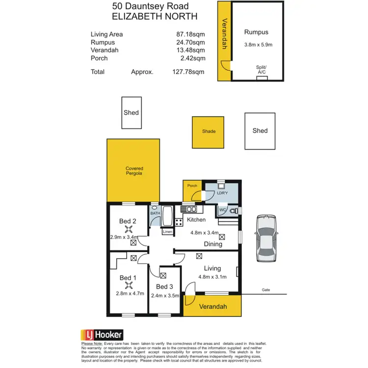 Floorplan of Homely semi-detached listing, 50 Dauntsey Road, Elizabeth North SA 5113