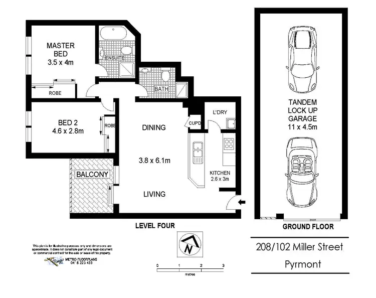 Floorplan of Homely apartment listing, 208/102 Miller Street, Pyrmont NSW 2009