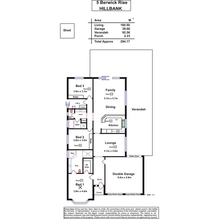 Floorplan of Homely house listing, 5 Berwick Rise, Hillbank SA 5112