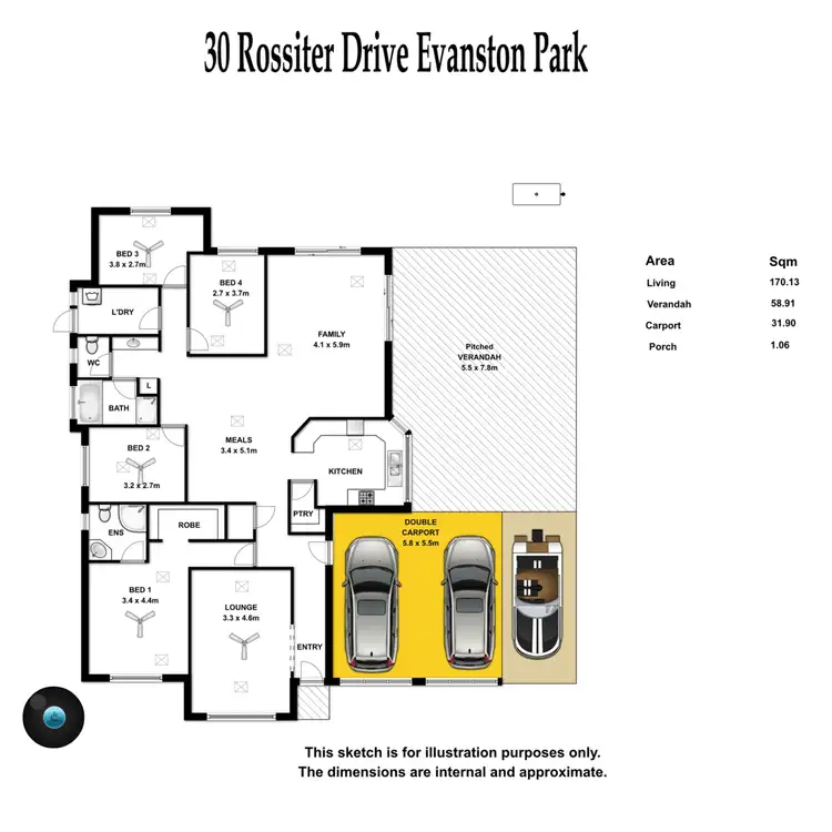 Floorplan of Homely house listing, 30 Rossiter Drive, Evanston Park SA 5116