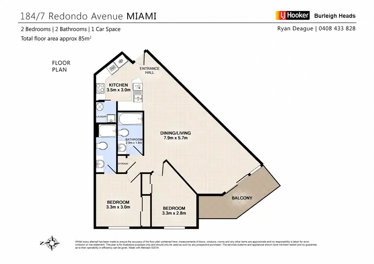 Floorplan of Homely unit listing, 184/7 Redondo Avenue, Miami QLD 4220