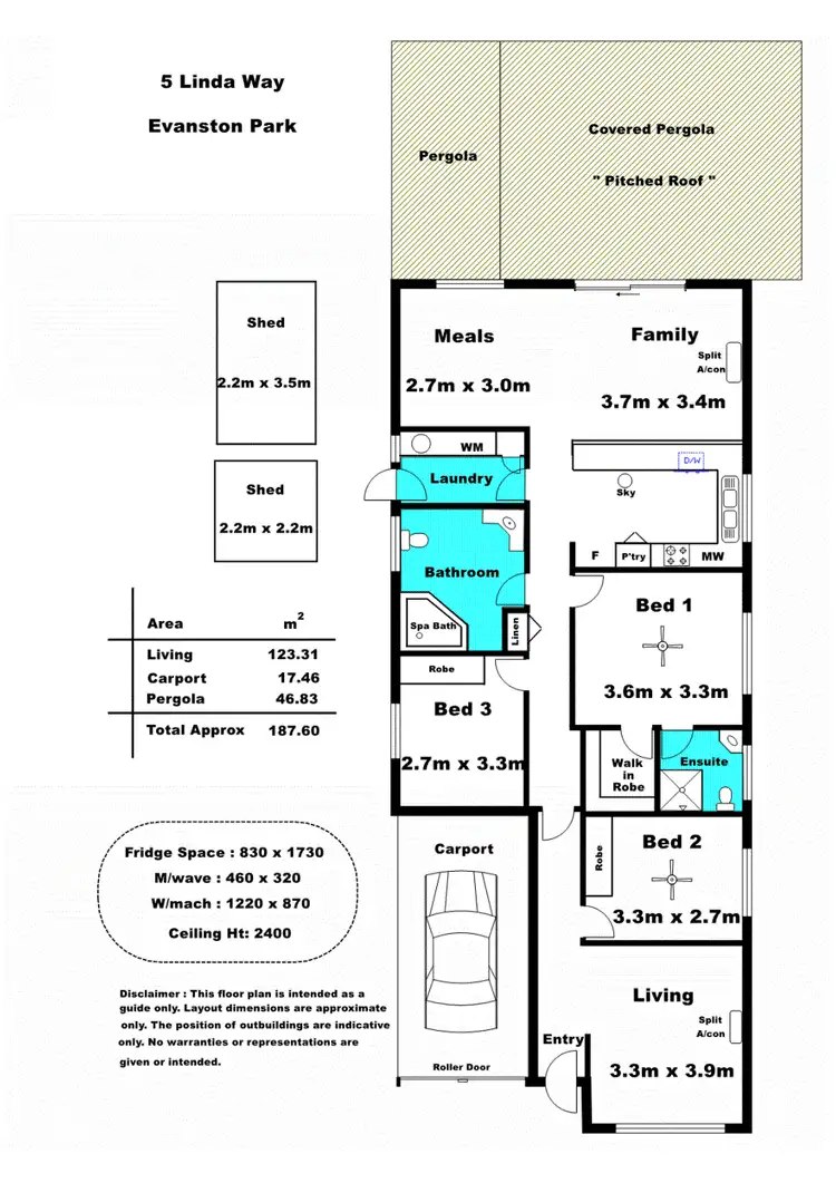 Floorplan of Homely house listing, 5 Linda Way, Evanston Park SA 5116