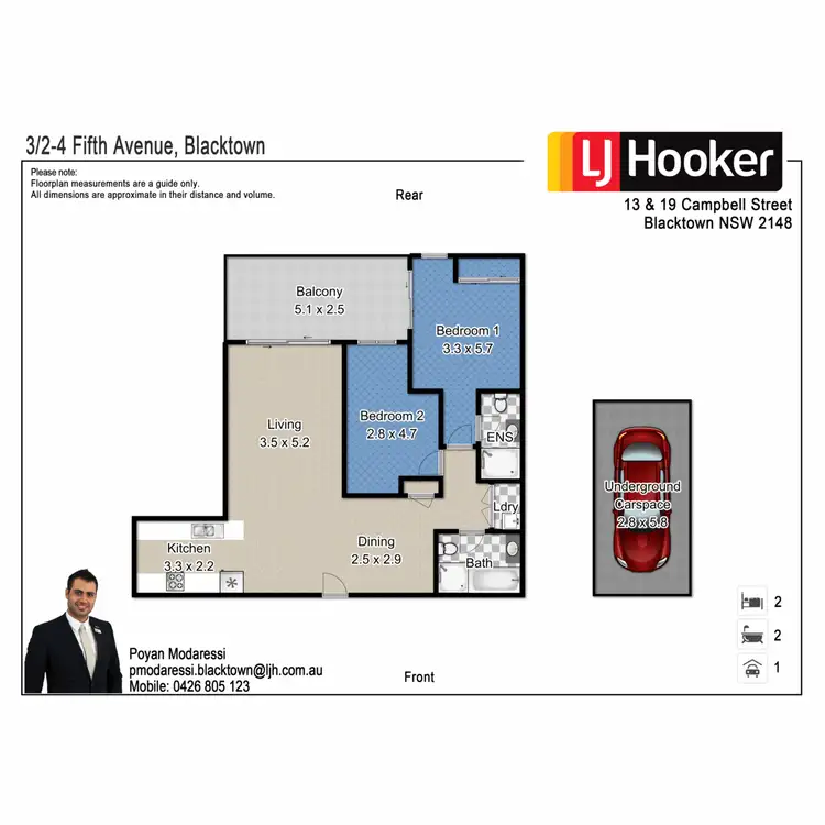 Floorplan of Homely apartment listing, 3/2-4 Fifth Avenue, Blacktown NSW 2148