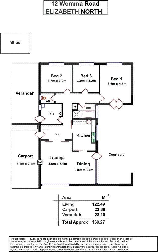 Floorplan of Homely house listing, 12 Womma Road, Elizabeth North SA 5113