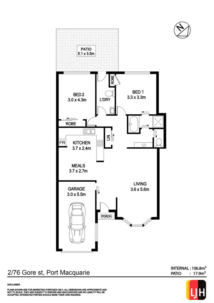 Floorplan of Homely villa listing, 2/76 Gore Street, Port Macquarie NSW 2444