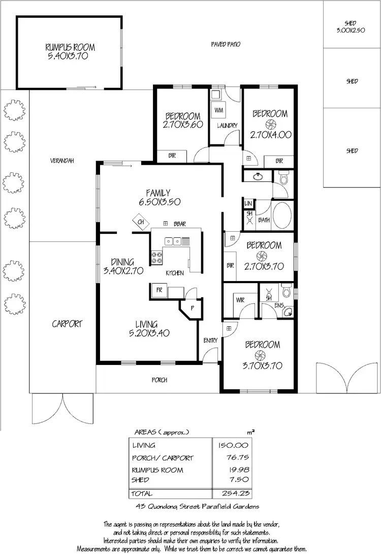 Floorplan of Homely house listing, 43 Quondong Avenue, Parafield Gardens SA 5107
