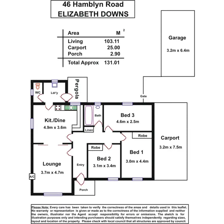 Floorplan of Homely house listing, 46 Hamblynn Road, Elizabeth Downs SA 5113