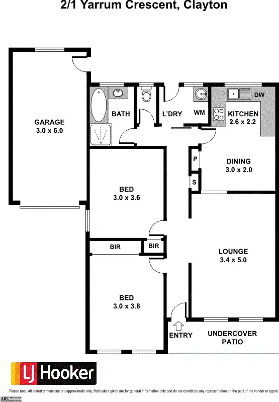 Floorplan of Homely villa listing, 2/1 Yarram Cres, Clayton VIC 3168