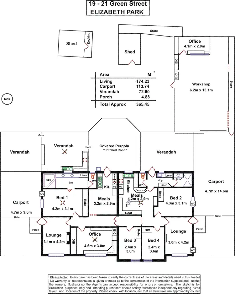 Floorplan of Homely semi-detached listing, 19 & 21 Green Street, Elizabeth Park SA 5113