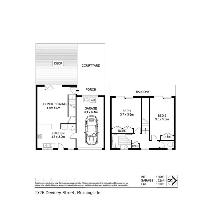 Floorplan of Homely townhouse listing, 2/26 Deviney Street, Morningside QLD 4170