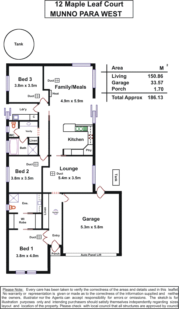 Floorplan of Homely house listing, 12 Maple Leaf Court, Munno Para West SA 5115