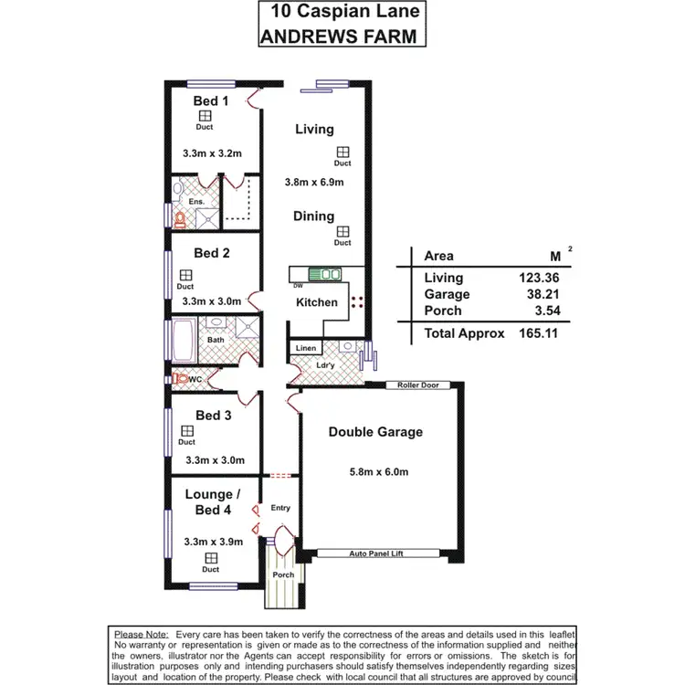 Floorplan of Homely villa listing, 10 Caspian Lane, Andrews Farm SA 5114