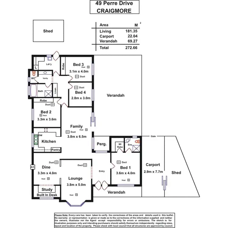 Floorplan of Homely house listing, 49 Perre Drive, Craigmore SA 5114