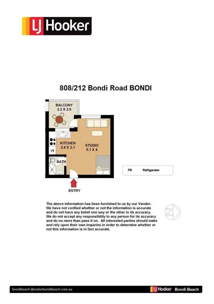 Floorplan of Homely studio listing, 808/212 Bondi Road, Bondi NSW 2026
