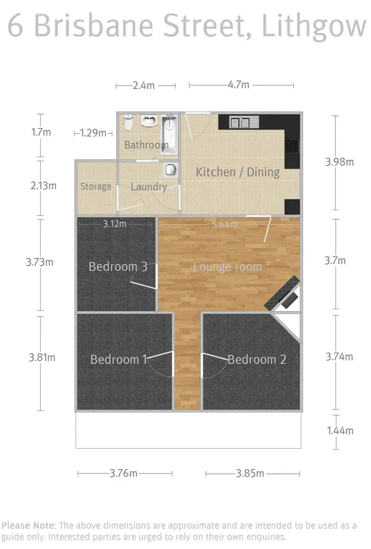 Floorplan of Homely semi-detached listing, 6 Brisbane Street, Lithgow NSW 2790
