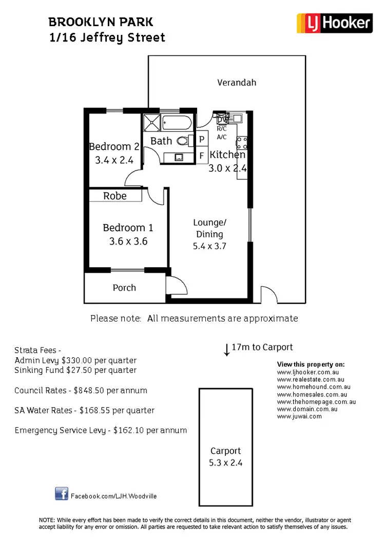 Floorplan of Homely unit listing, 1/16 Jeffrey Street, Brooklyn Park SA 5032